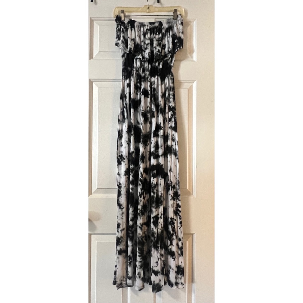 Love Culture Black & White Tie-Dye Maxi Dress